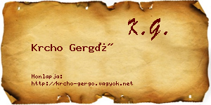 Krcho Gergő névjegykártya